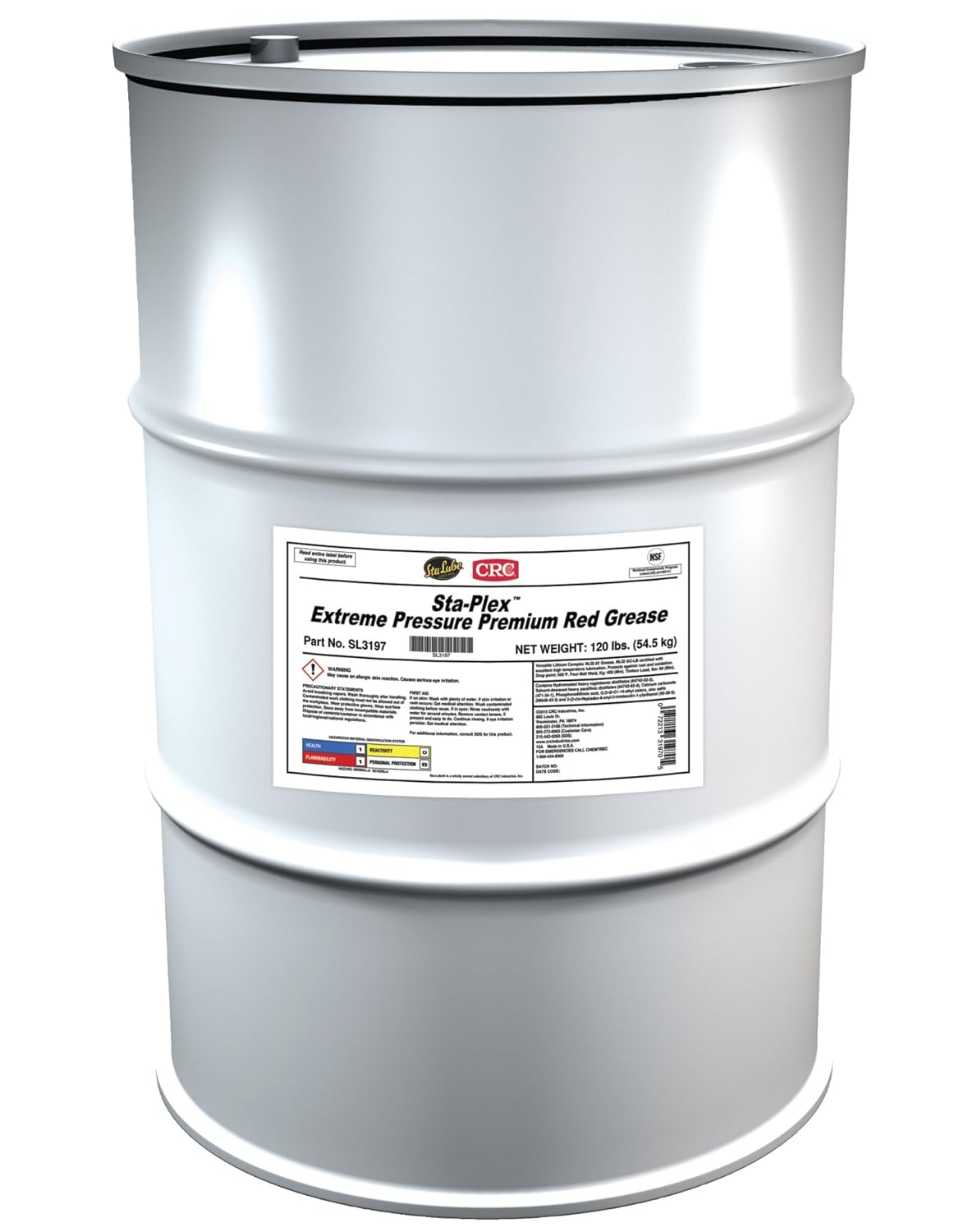Sta-Lube Sta-Plex Extreme Pressure Premium Red Grease, 120 lbs