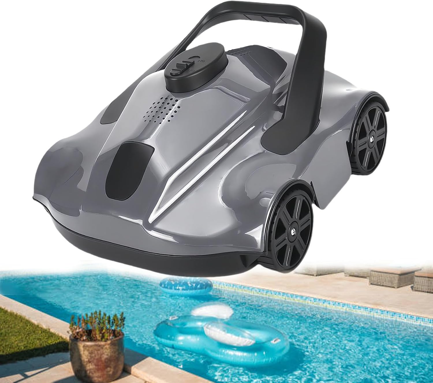 Smart Pool Robot, Above Ground Pool Cleaning Machine, Intelligent Path Planning And Cordless Design, Lasts 130 Minutes, Suitable For Above Ground Pools Up To 1076 Square Feet,Grey