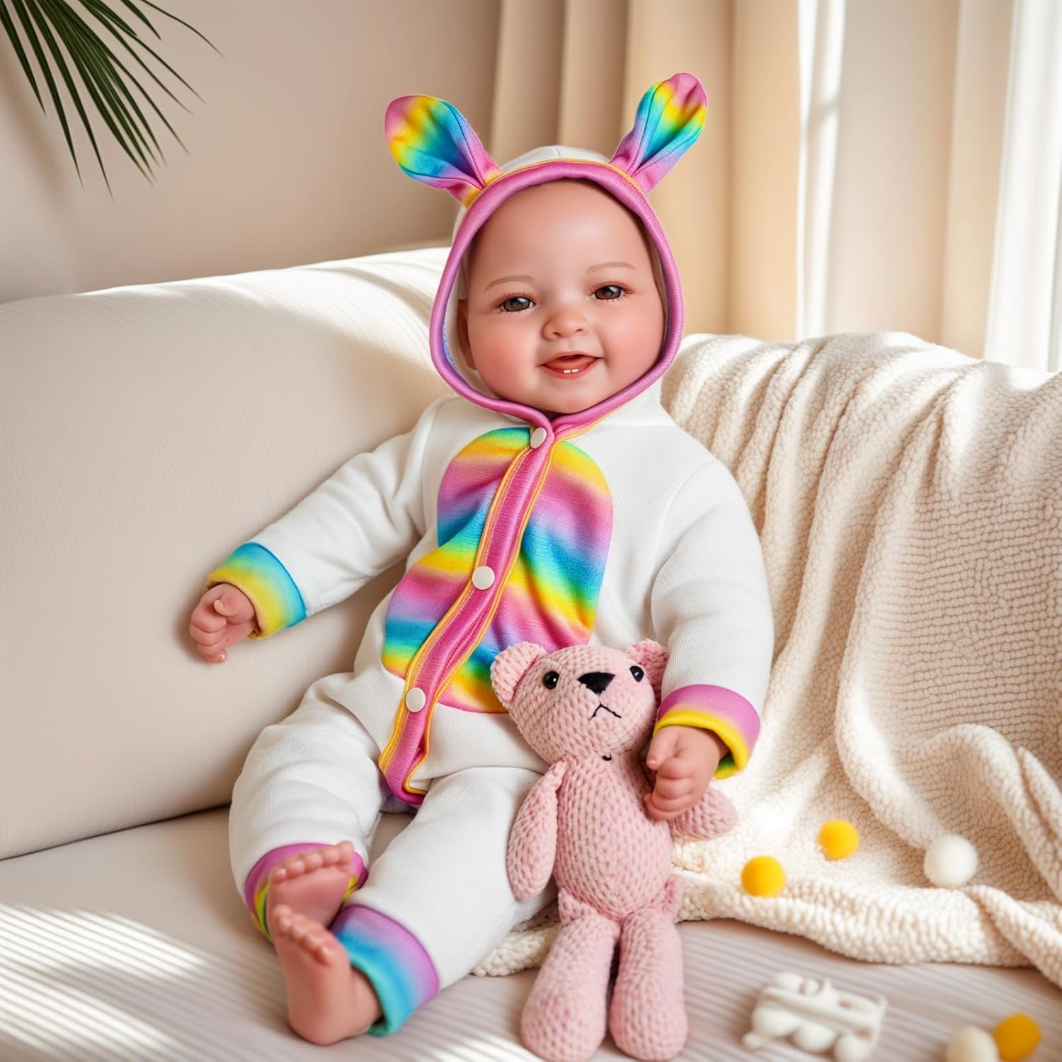 JIZHI 17-Inch Baby Dolls–Lightweight & Easy to Carry Soft Body Realistic Newborn Doll Cute Smiling Doll for Dress Up Play, Cuddling & Collection–Great Perceived Value Gift for 3+ Year Old Girl Gift