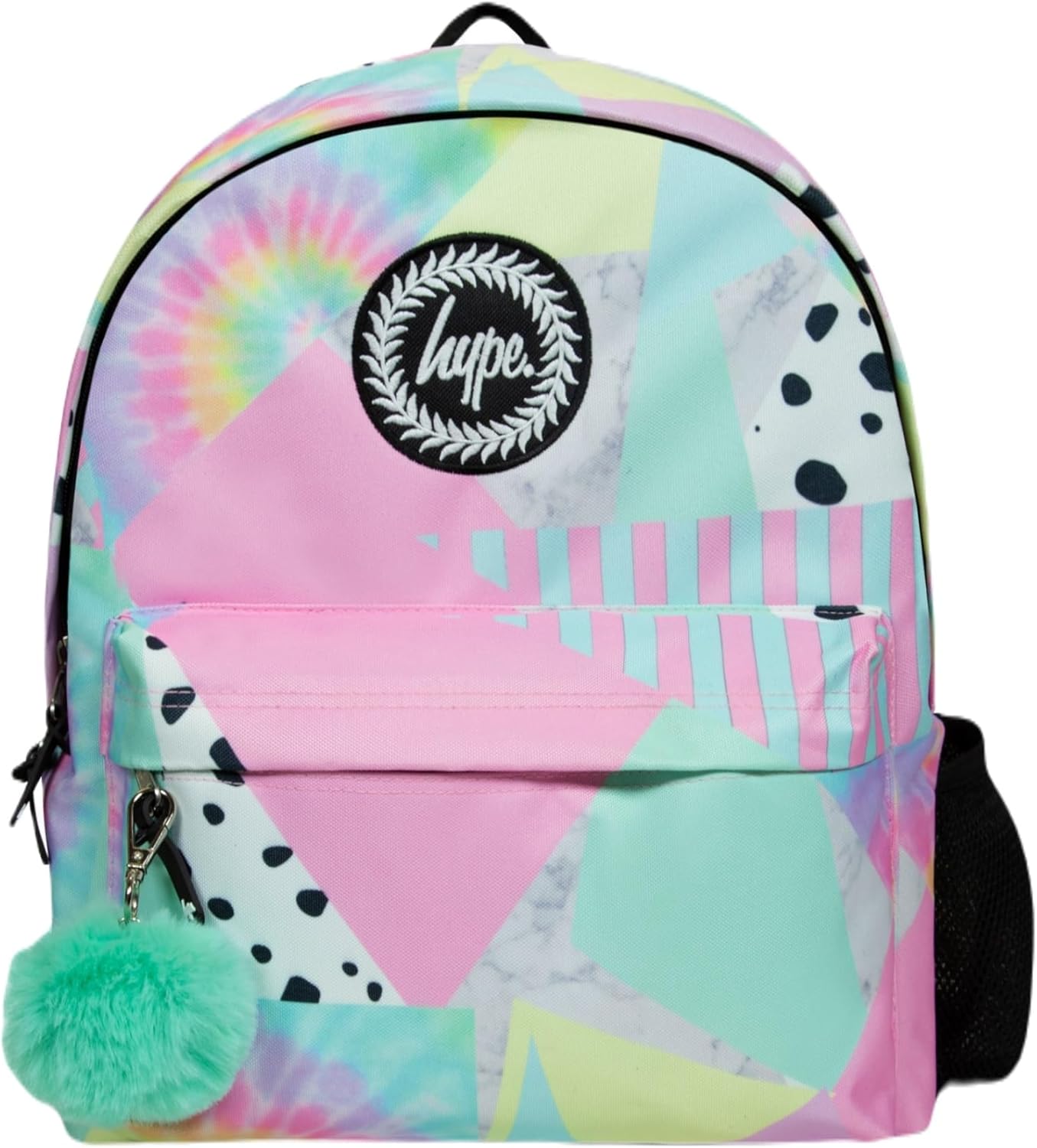 hype Girls Backpack, Iconic Pastel Collage Multicolour Bag, School Bag for Kids, Comfortable Rucksack with Bottle Holder, 3 Storage Compartments, Padded, Adjustable Straps & Grab Handle