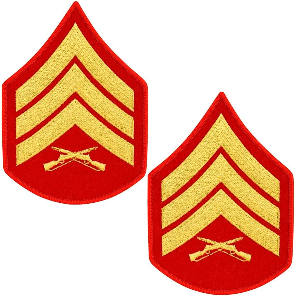 Marine Corps USMC chevron gold embroidered SGT E5 Sergeant MALE