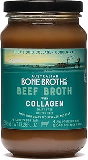 Beef Broth with Collagen Concentrate - Instant bone broth beverage boosted with grass-fed collagen. Halal Broth. Gluten Free, Preservative Free No spices or herbs. Halal Certified 375 gram Jar