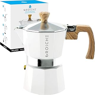 GROSCHE Milano Moka Stovetop Espresso Coffee Maker (3 Cup / 150 ml, White)