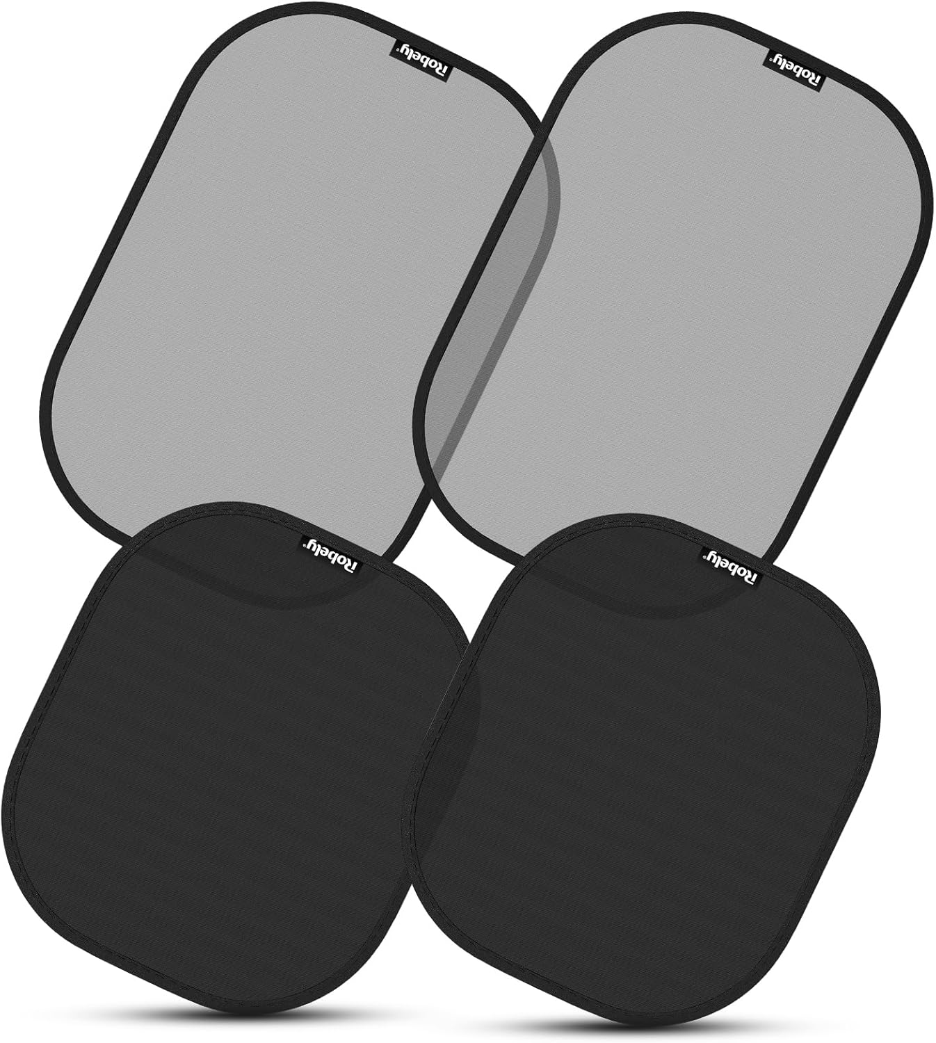 Roberly 4 Pack Car Window Shade for Baby, Side Window Sun Shade Sun Protection from UV and Sun Glare, 21" x 14" Transparent Side Shade and 17" x 15" Semi-Transparent Window Covers Car Accessories