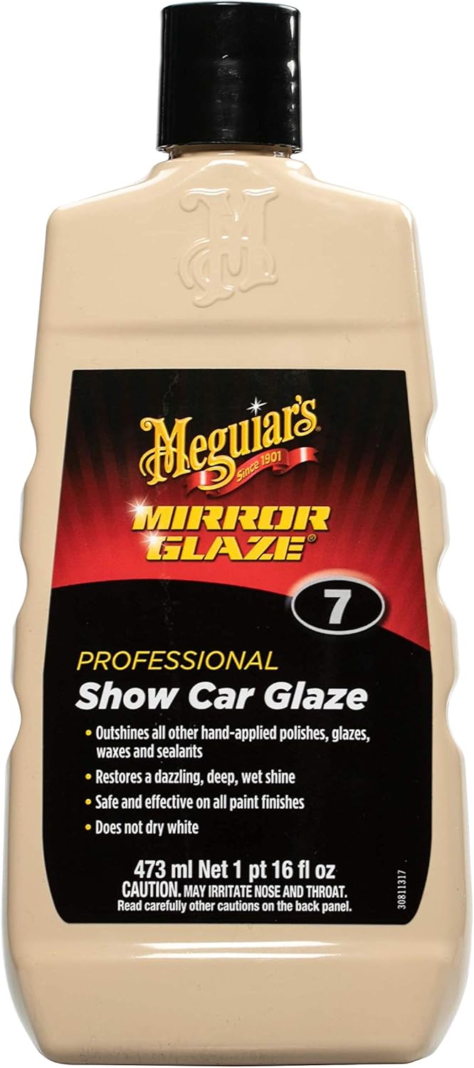 Meguiar's M716 Mirror Glaze Show Car Glaze, Exceptional Polish Restores a Deep Wet Shine - 16 Oz Bottle