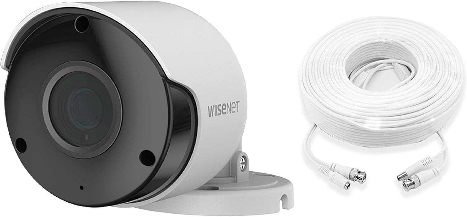 Wisenet SDC-79446BF 1080p Full HD CCTV Surveillance Weatherproof Bullet Security Camera 82ft IR Distance Plastic Housing 3.6mm Lens 103° Wide Angle