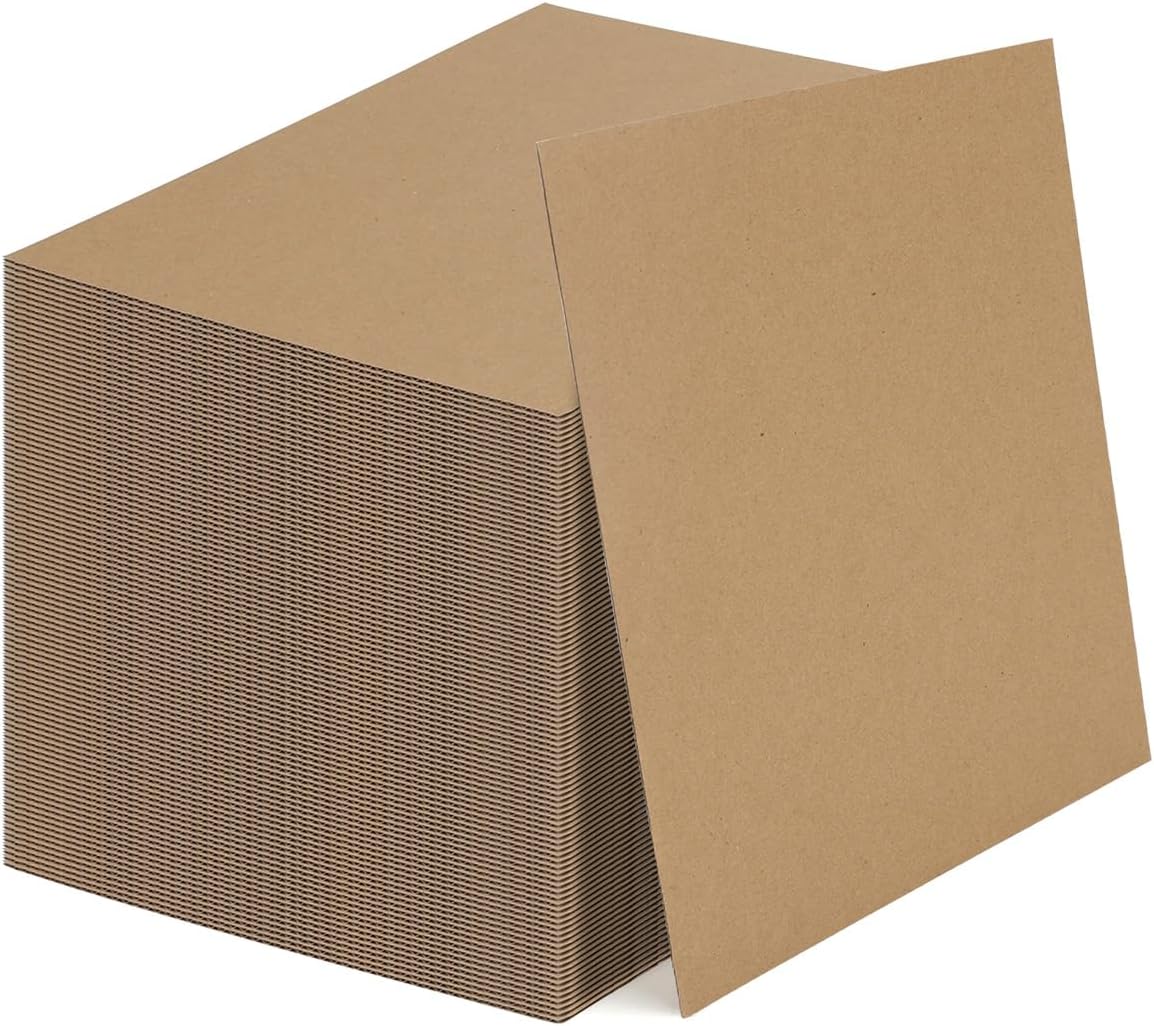 Calenzana 5x7 Corrugated Cardboard Sheets Set of 100, Flat Card Boards Inserts for Crafts, Packing, Shipping, Moving, Mailing