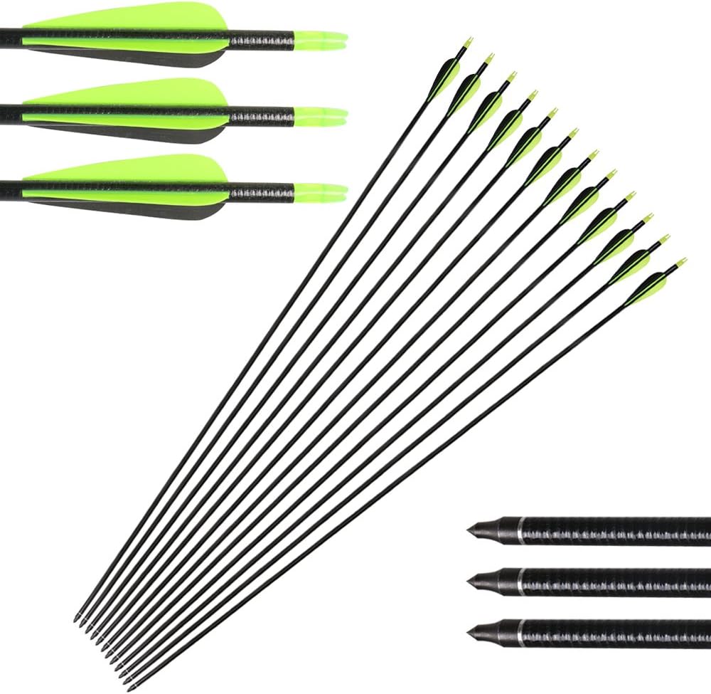 Huntingdoor 12Pcs 31" Fiberglass Targeting Arrows Archery Hunting Arrow with Replaceable Arrowhead for Recurve Bow Compound Bow Longbow
