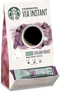 Starbucks VIA Instant Coffee, Dark Roast Coffee, Decaf Italian Roast, 100% Arabica, 1 box (50 packets)