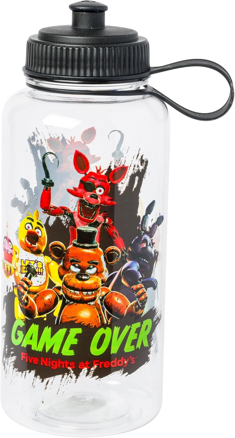 Silver Buffalo Five Nights at Freddy's Special Delivery Game Over Group 33.8oz Sports Water Bottle