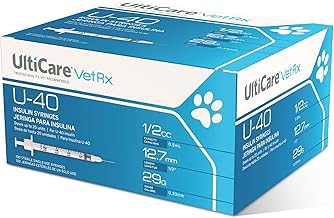 UltiCare VetRx U-40 Pet Insulin Syringes, Comfortable & Accurate Dosing of Insulin for Pets, Compatible with Any U-40 Strength Insulin, Size: 1/2cc, 29G x ½’’, 100 ct Box
