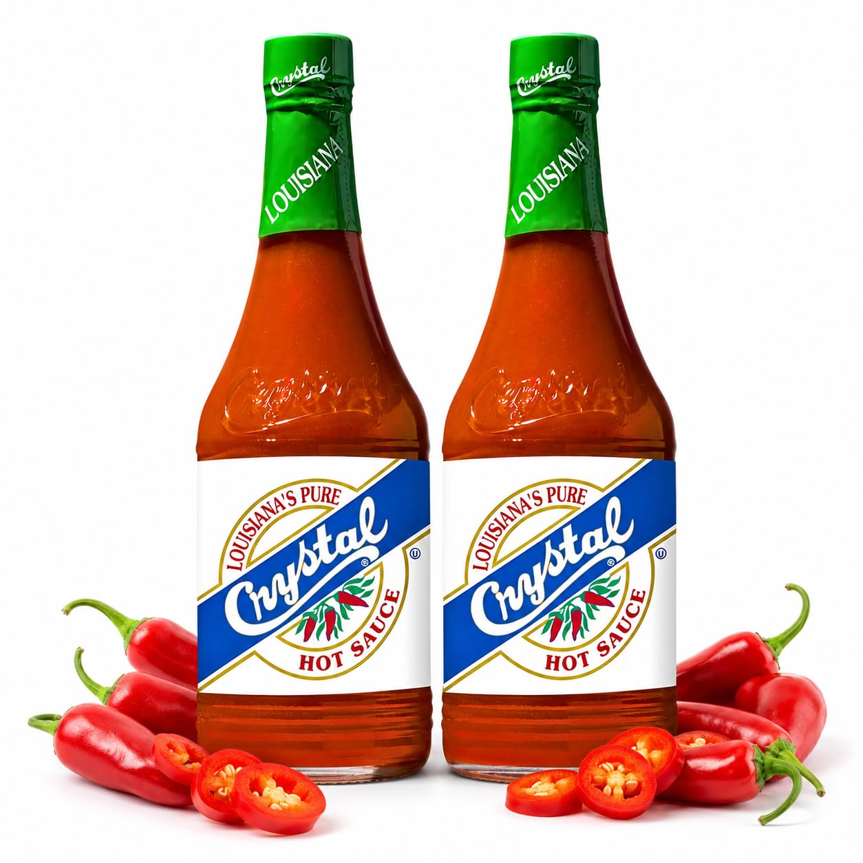Crystal Original Louisiana-Style Hot Sauce, 12 oz - Pack of 2 | Two 12 oz bottles of Crystal Original Hot Sauce with cayenne pepper flavor and balanced heat.