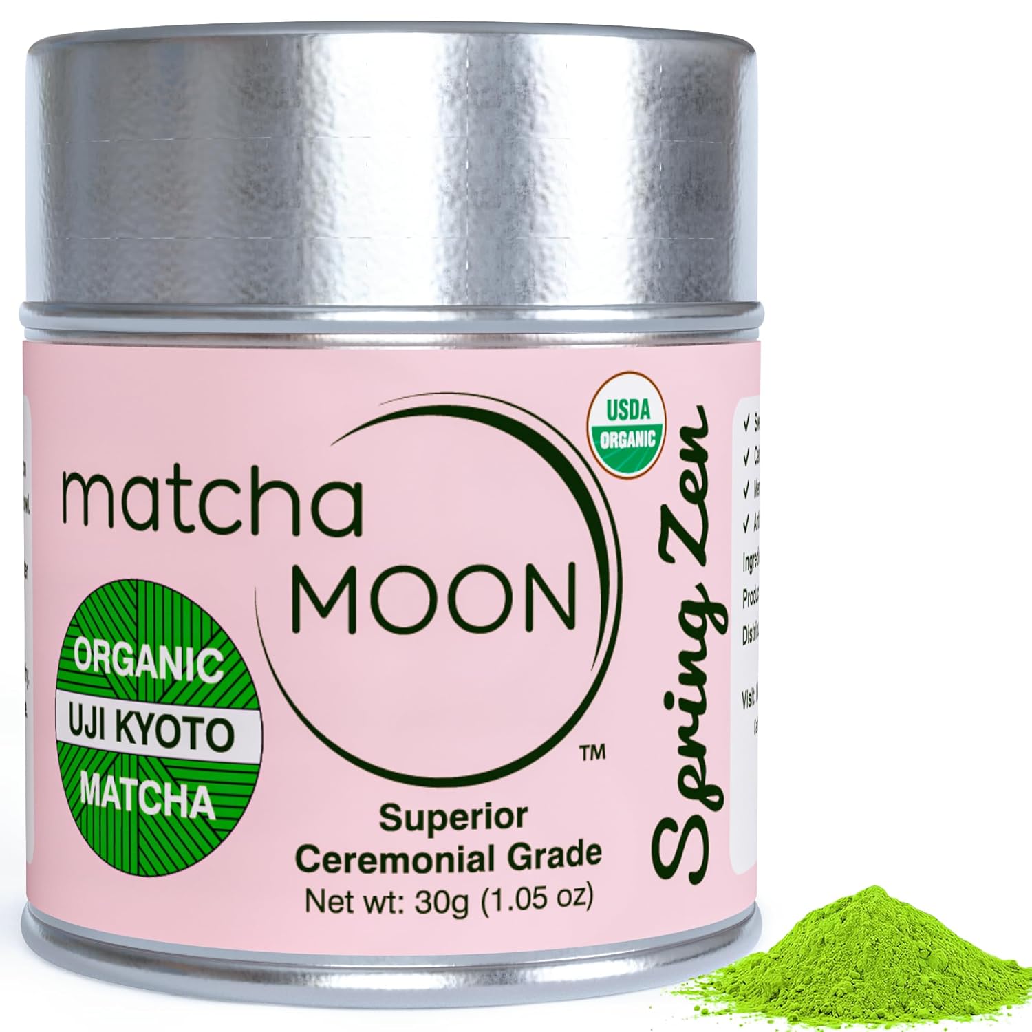 Matcha Moon Spring Zen Matcha Green Tea Powder - Traditional Organic Japanese Matcha from Uji Kyoto - 30g (1.05 oz.) - Superior Ceremonial Grade for Authentic Tea Experience