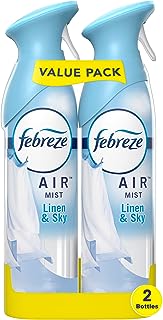 Febreze Air Mist Air Freshener Spray, Odor-Fighting Room Spray, Air Fresheners for Home and Bathroom and Kitchen, Aerosol Can, Linen & Sky Scent, 8.8oz, 2 Count