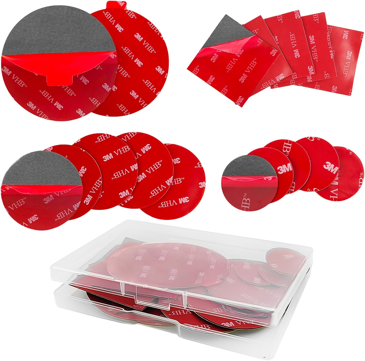 NVGVUP 17 PCS 3M Double Sided Sticky Pads, Water Proof Number Plate Sticky Pads, 3M Double Sided Tape, 3M VHB Dash Cam Sticky Pad, 3M Adhesive Pads for Outdoor Household Mounting