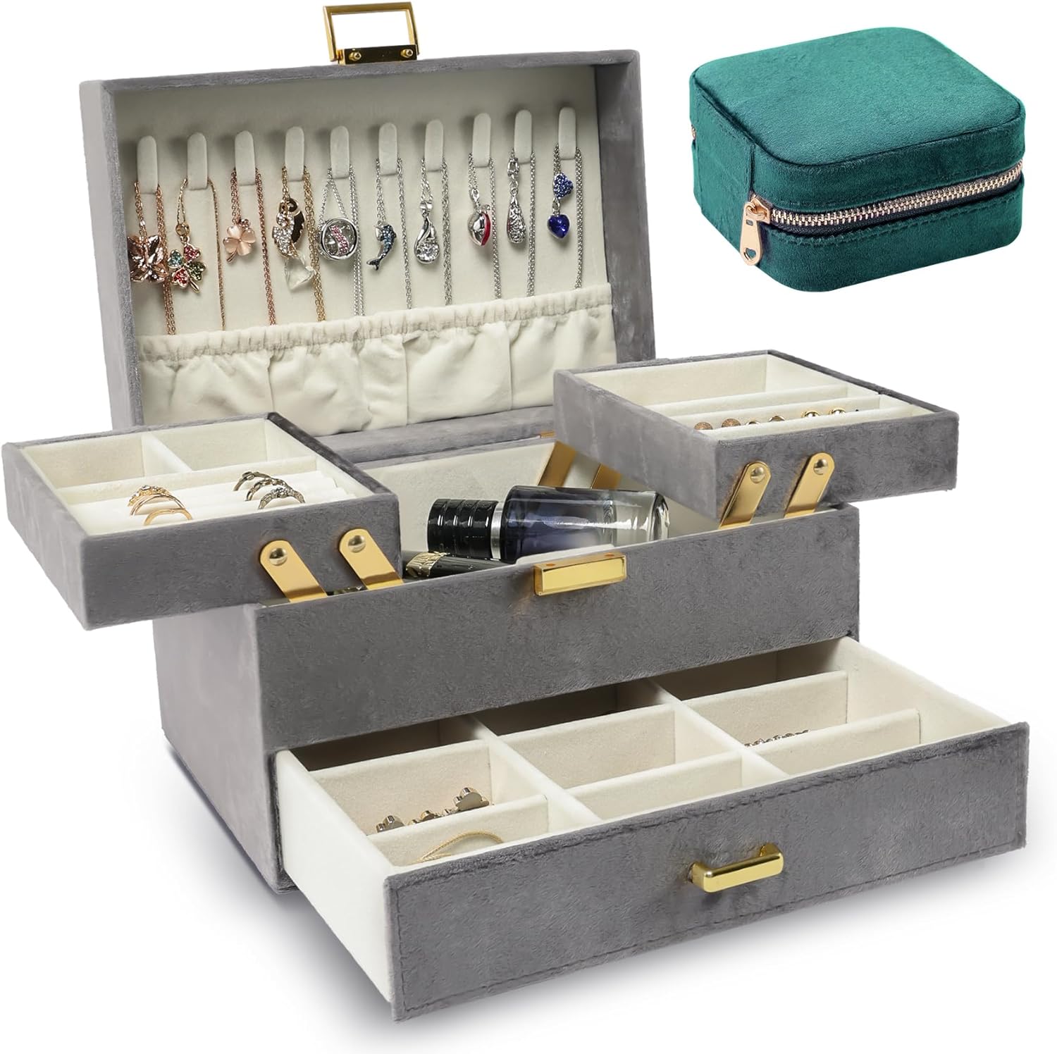 Dajasan Jewelry Holder Organizer Box + Travel Jewelry Box