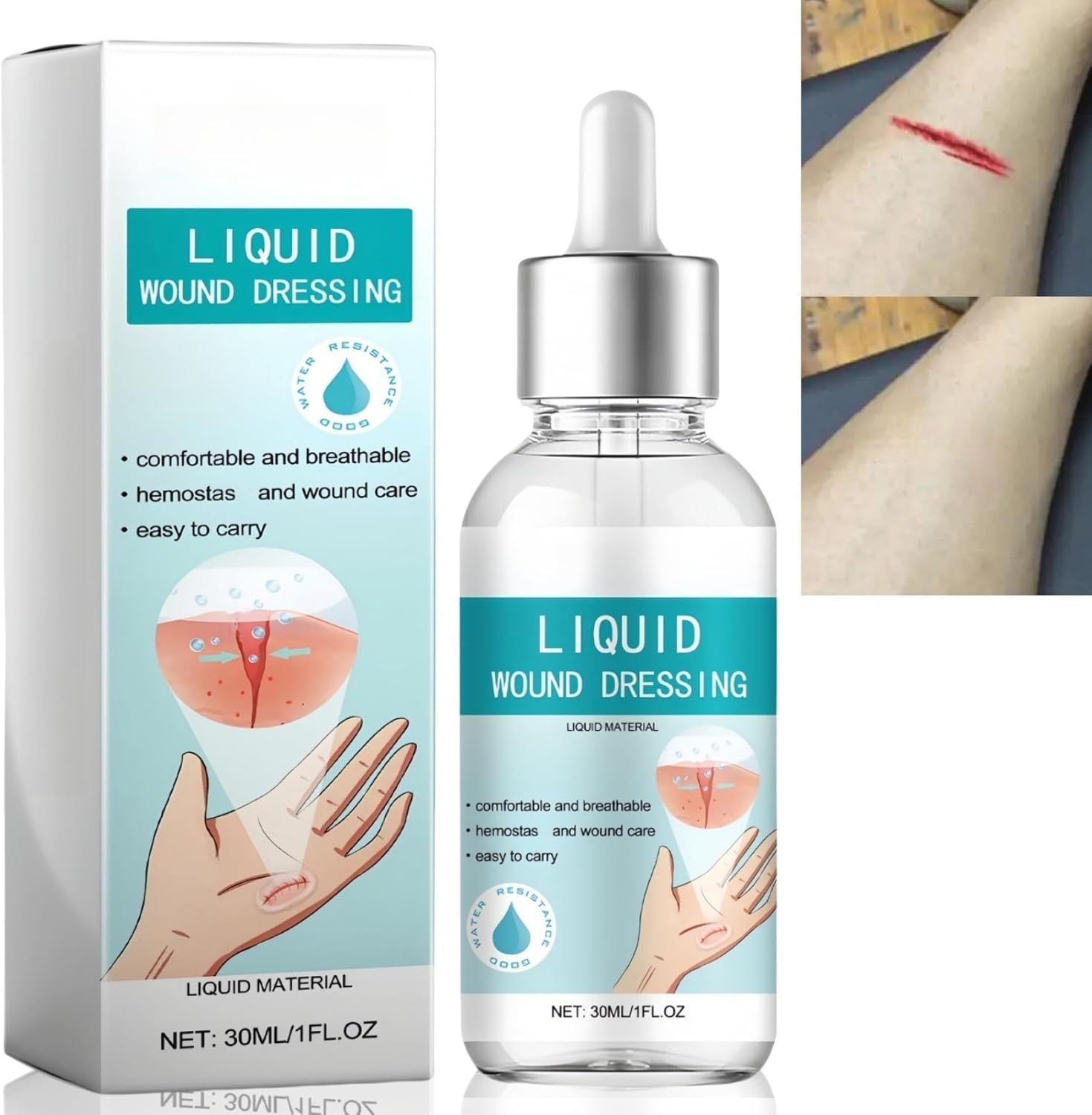 Quick Dry Gel Liquid Plaster,Skin Glue for Wounds Human,New Skin Liquid Plaster,Wound Glue Human,Waterproof and Breathable,Easy to Use,Mild and Non-Irritating,Compact and Portable,Dropper Design