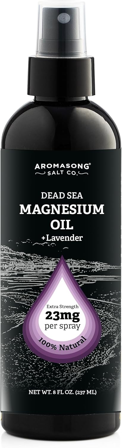 Aromasong Lavender Extra Strength Ultra-Pure Magnesium Spray (23mg in Each Spritz) 8 Oz, Magnesium Oil Spray - Made in The USA - for Leg Discomfort and Promotes a Calm Sleep