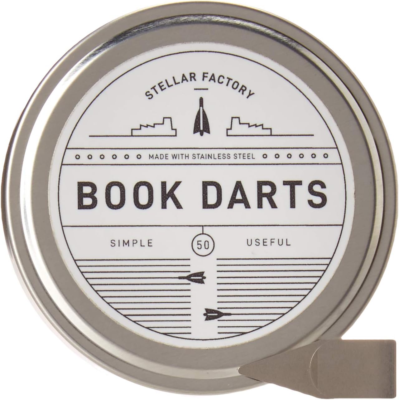 Stellar Factory Book Darts: Thin Stainless Steel Mini Bookmarks - 50 Count