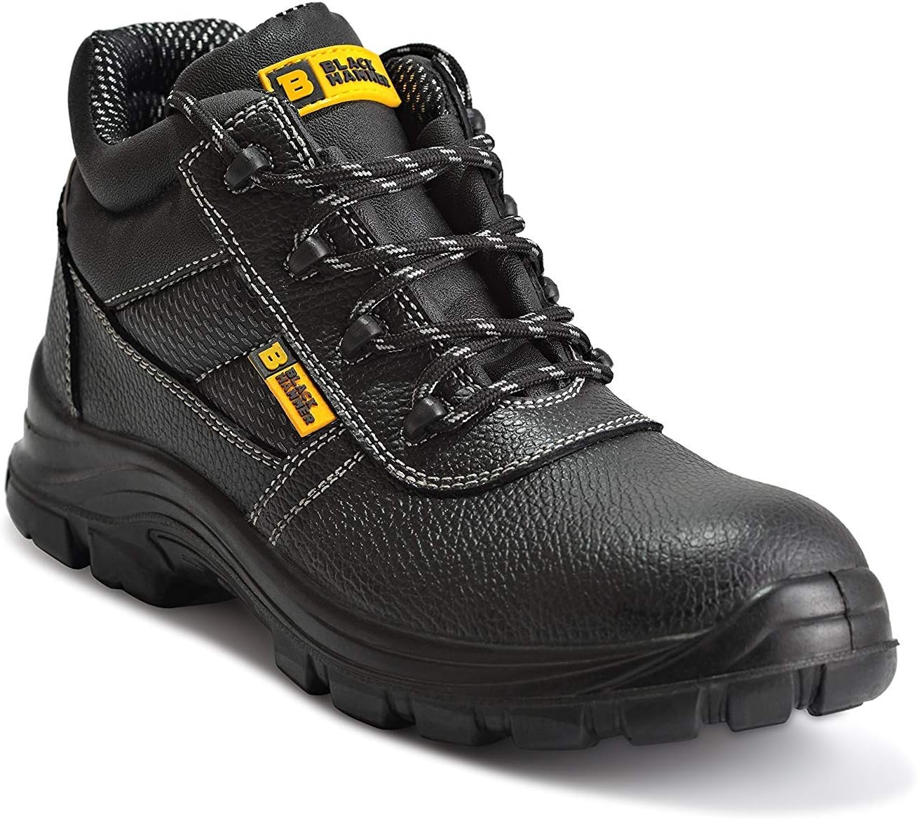Black Hammer Comfortable Waterproof Steel Toe Caps Safety Boots Lightweight, Durable, Non-Slip Work Shoes for Work & Outdoor Activities 1007