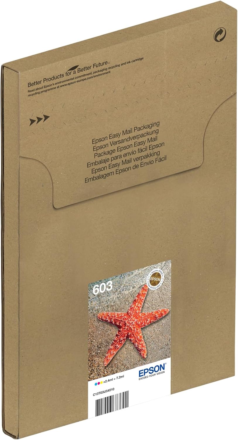 Epson 603 Starfish Genuine Multipack, Eco-Friendly Packaging, 3-Colours Ink Cartridges