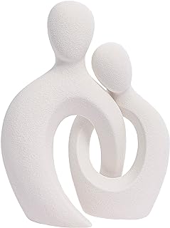 Quoowiit Ceramic Couple Sculptures for Home Decor, Abstract Lover Statue for Shelf Decor Office Decor Home Decorations for Living Room, Bedroom, Gifts for Anniversary Valentine's Day Birthday (White)