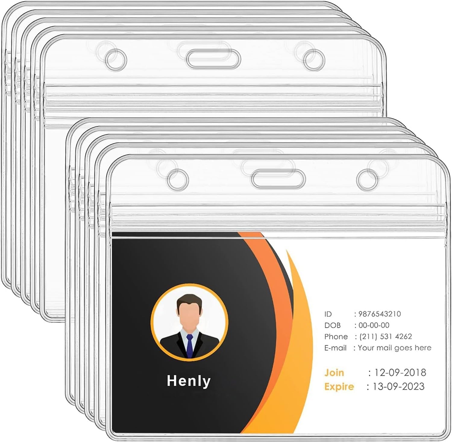 80mm Thicken Plastic Card Holder for Lanyard, 20pcs Clear ID Card Holders