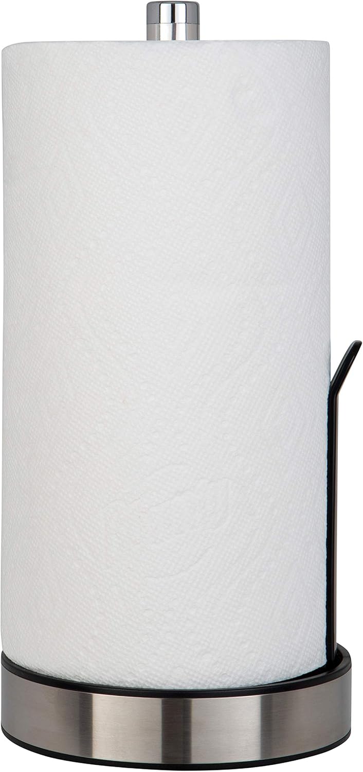 Kitchen Details Easy Tear Deluxe Paper Towel Holder Dispenser with Suspension Arm | Free Standing | Counter Top | Holds 1 Jumbo Roll | Black