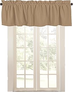 Native Fab Valance Curtain Set for Windows - 2 Pack - 54"x18" - Rod Pocket - Semi Sheer - Short Curtains for Kitchen, Cafe, Living Room, Bedroom, Basement - Beige Natural