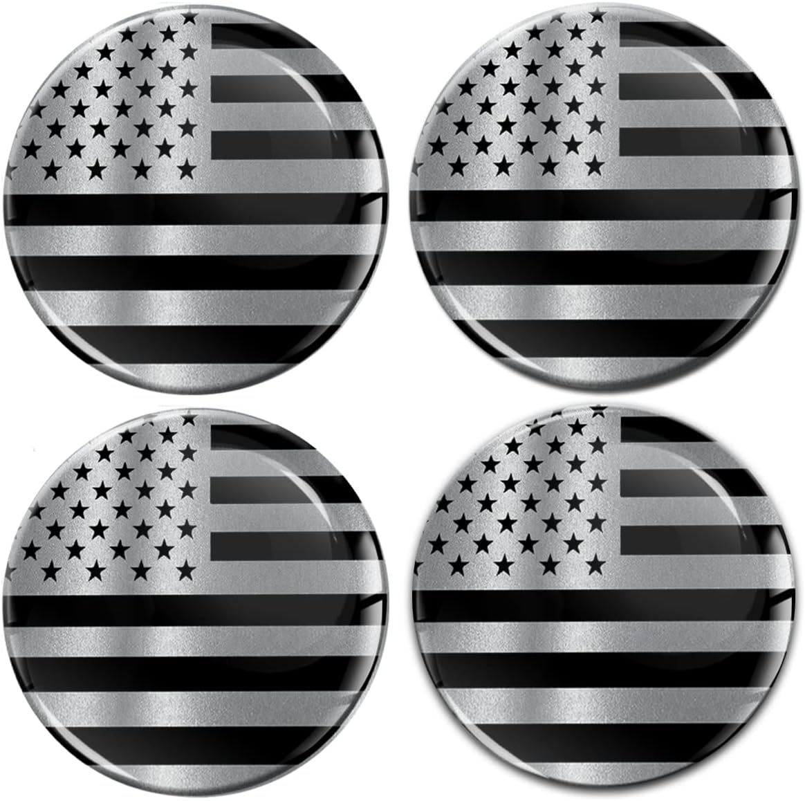 4 x 65mm 3D Domed Car Wheel Centre Cap Stickers for Hub Cap Rim Cover Decals Auto Tuning Emblem USA Flag United States Silver A 10965