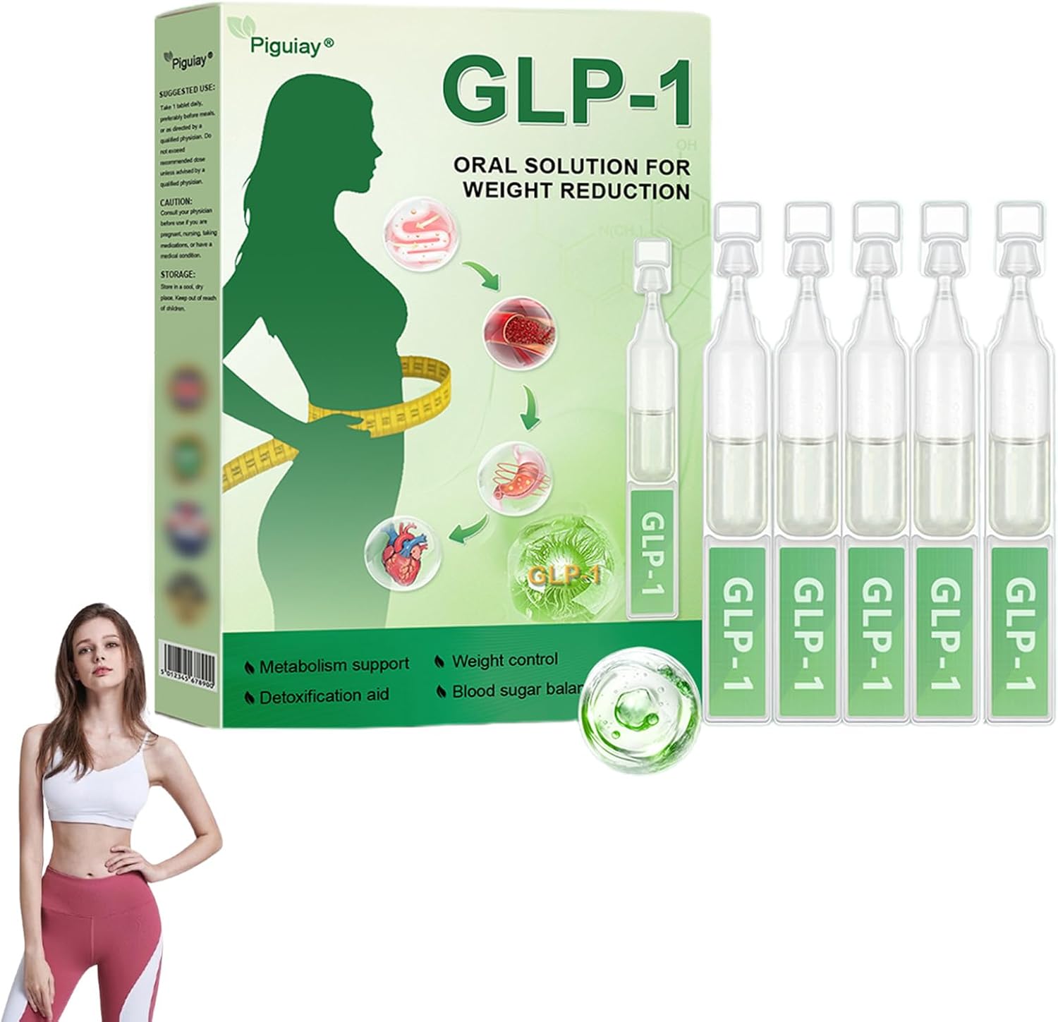 Piguay GLP-1 Oral Solution for Weight Reduction, Advanced Glp-1 Oral Liquid, Natural glp-1 Drops, Piguay glp-1 Oral Solution, Plant Extract for Men & Women (1 Box)