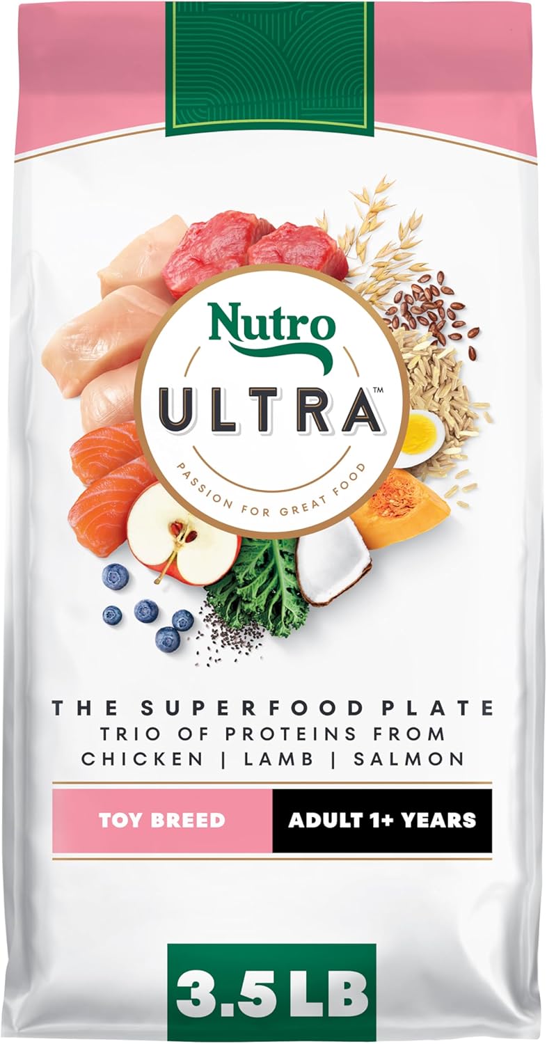 Nutro Ultra Adult Toy Breed Dry Dog Food, Chicken, Lamb and Salmon Protein Trio, 3.5 lb Bag