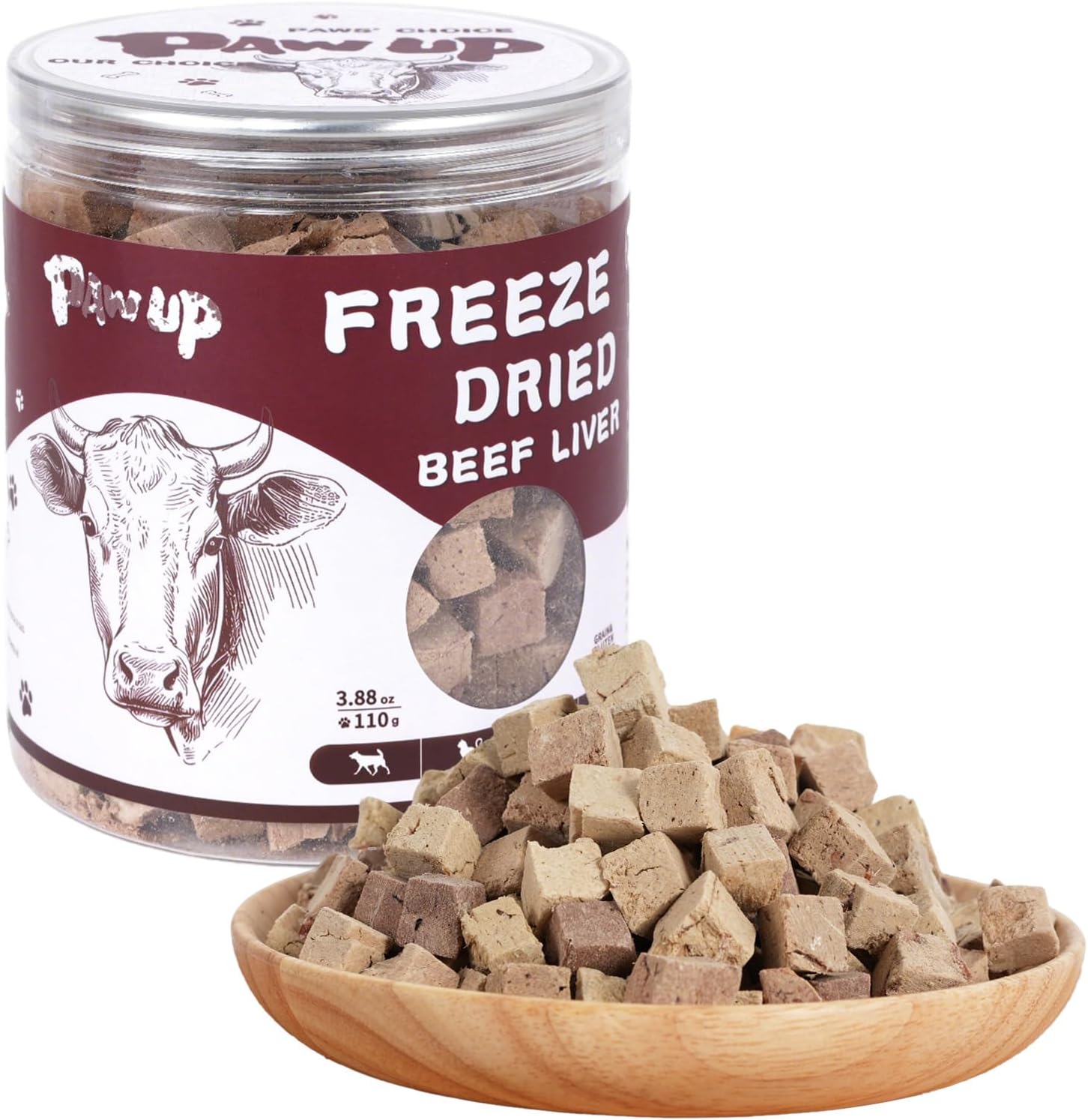 Freeze Dried Dog Treats, Grass Fed Beef Liver, Raw Single-Ingredient, High-Protein, Human Grade Bite-Sized Pieces Pet Treats, All Natural, 3.8 oz
