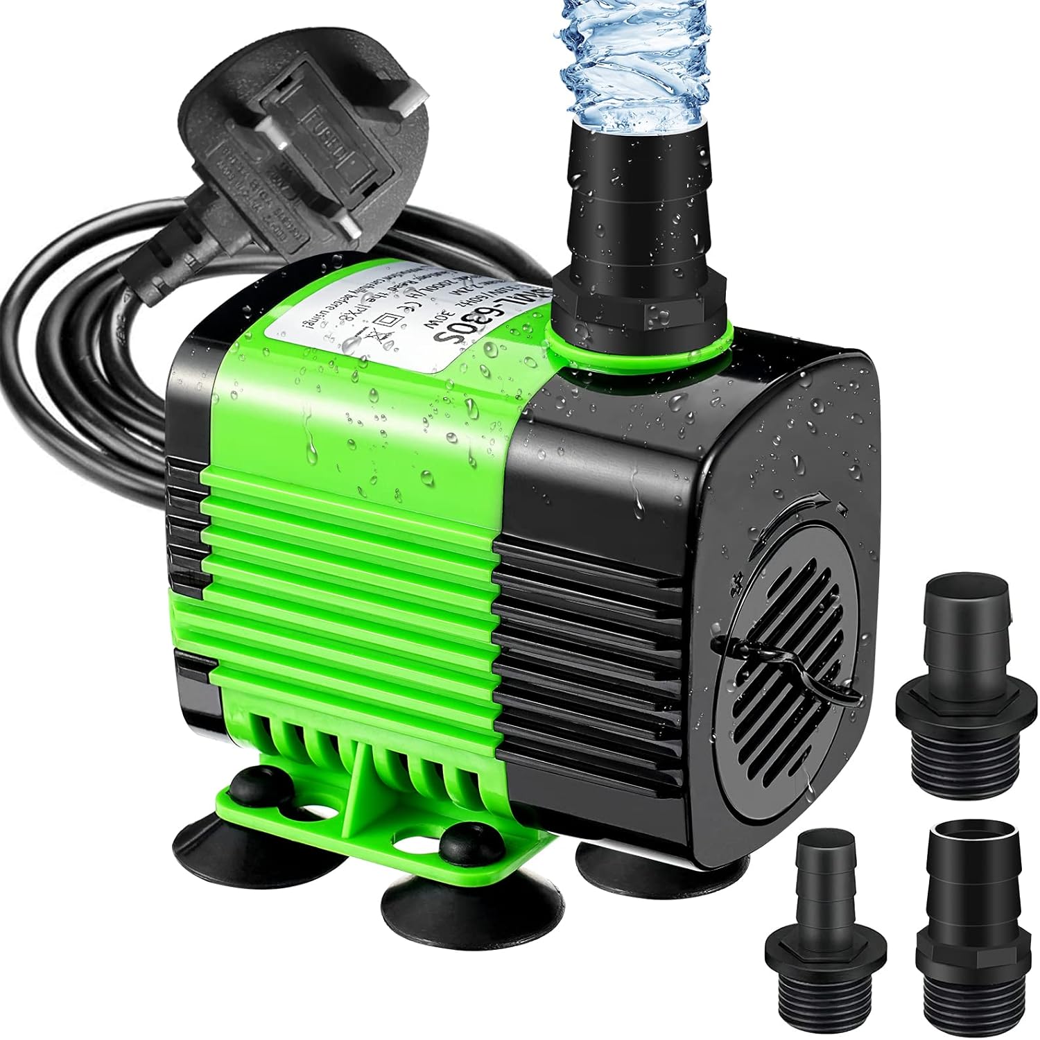 Aceshop 2000L/H Submersible Water Pump 30W Aquarium Pump Ultra-Quiet Fountain Pond Aquarium with Anti Dry Burning Water Pump for Aquarium with 3 Nozzles 4 Suction Cups 1.9m Power Cord