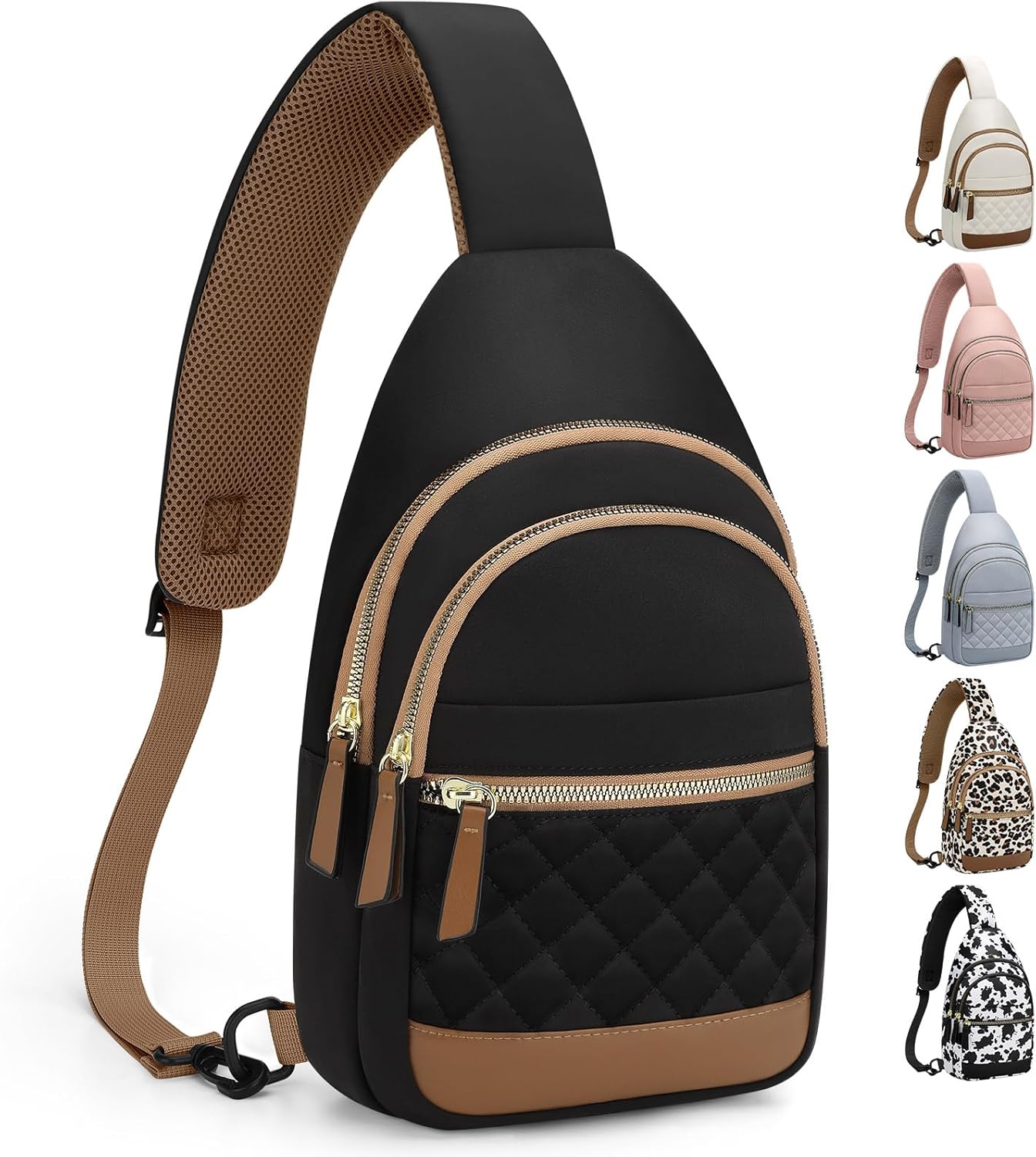 Capolo Sling Bag for Women Men Waterproof Crossbody Bags for Women Trendy Casual Fanny Pack with Convertible Shoulder Strap Chest Bag for Travel Hiking(Black, Medium)