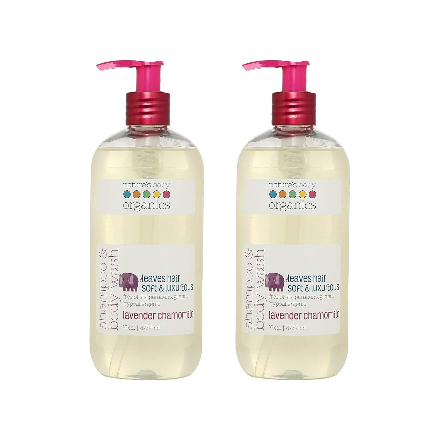 Nature's Baby Organics 3 -in-1 Baby Shampoo, Body Wash and Face Wash, Formulated for Problem and Sensitive Skin, No Sulfate or Artificial Fragrances - Tear Free - Lavender Chamomile 16oz (Pack of 2)
