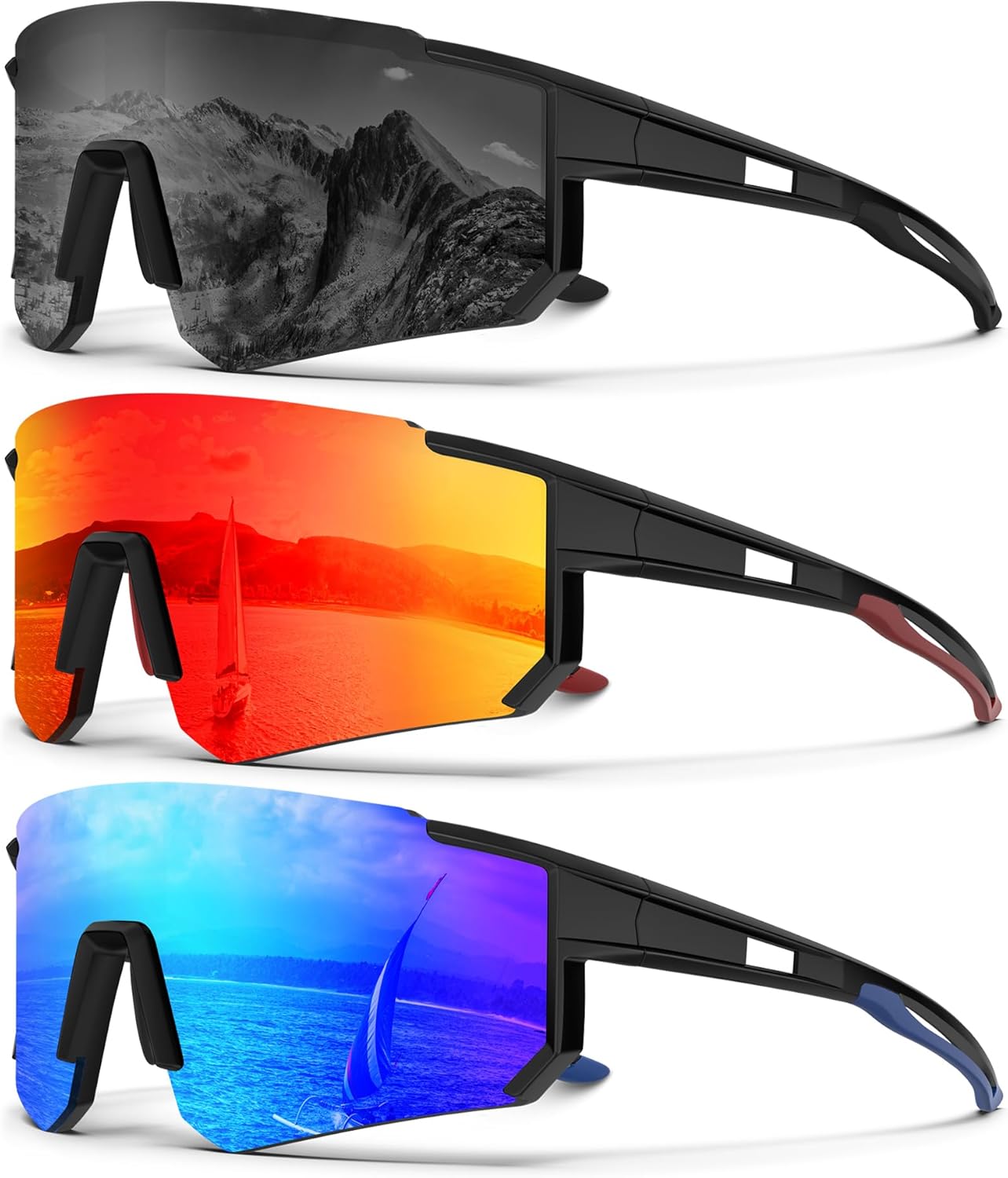 KALIYADI Polarized Sunglasses-for-Men Sports Sunglasses: Mens Running Sun Glasses UV400 Protection for Cycling Fishing