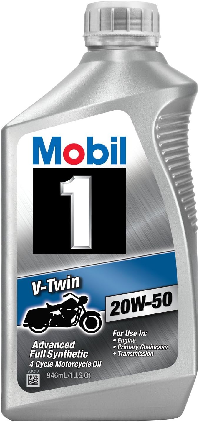 Mobil 1 96936 20W-50 V-Twin Synthetic Motocycle Motor Oil - 1 Quart (Pack of 6)