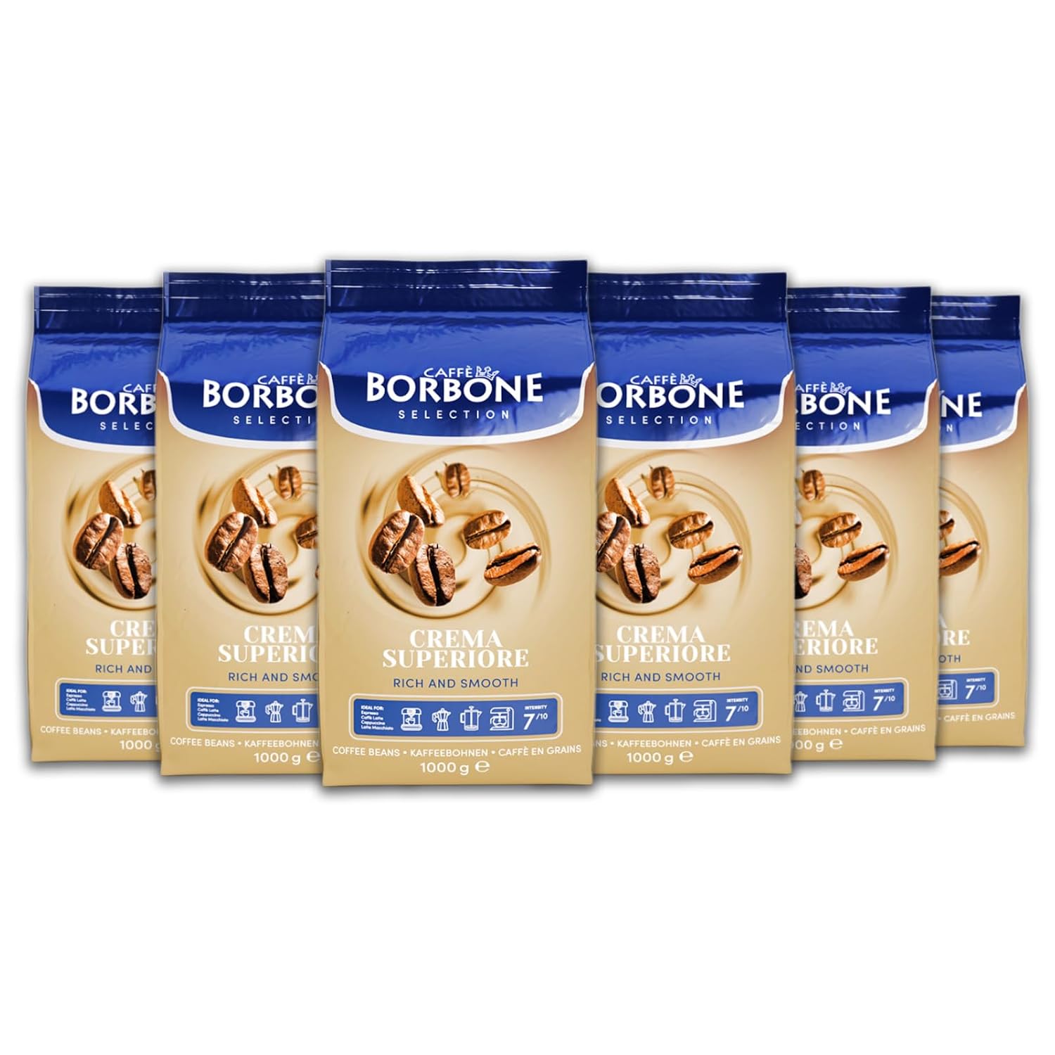 Caffè Borbone Crema Superiore Whole Bean Coffee, Arabica and Robusta Blend, Medium Roast, 2.2 lb Bag (Pack of 6)