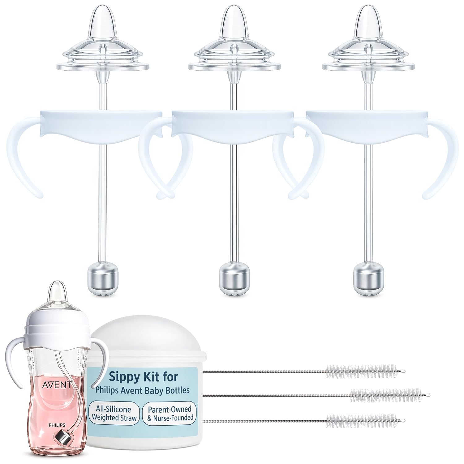 Sippy Cup Conversion Kit for Philips Avent Natural Baby Bottles, 3-Pack