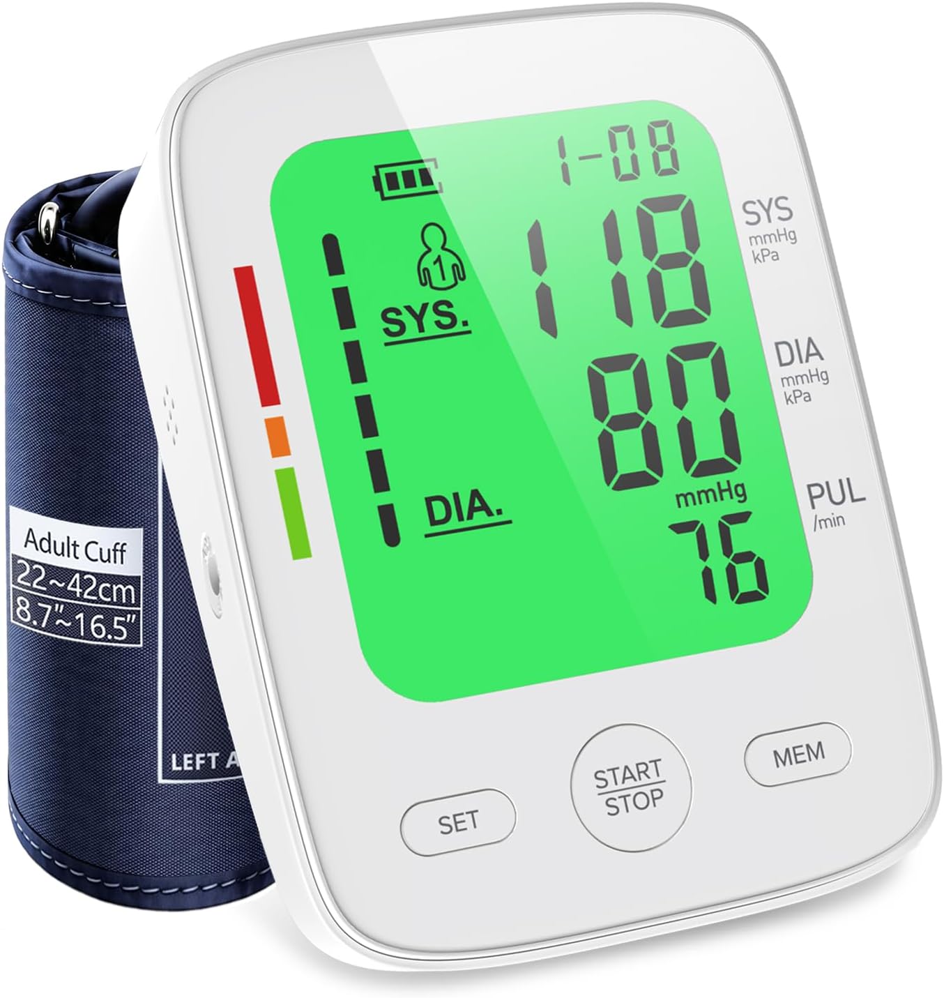 Medical Blood Pressure Machine for Home Use, Upper Arm 22-42cm Large Cuff Blood Pressure Monitors, LCD Digital Display | 2 * 99 Sets Memory | Heart Rate Monitor