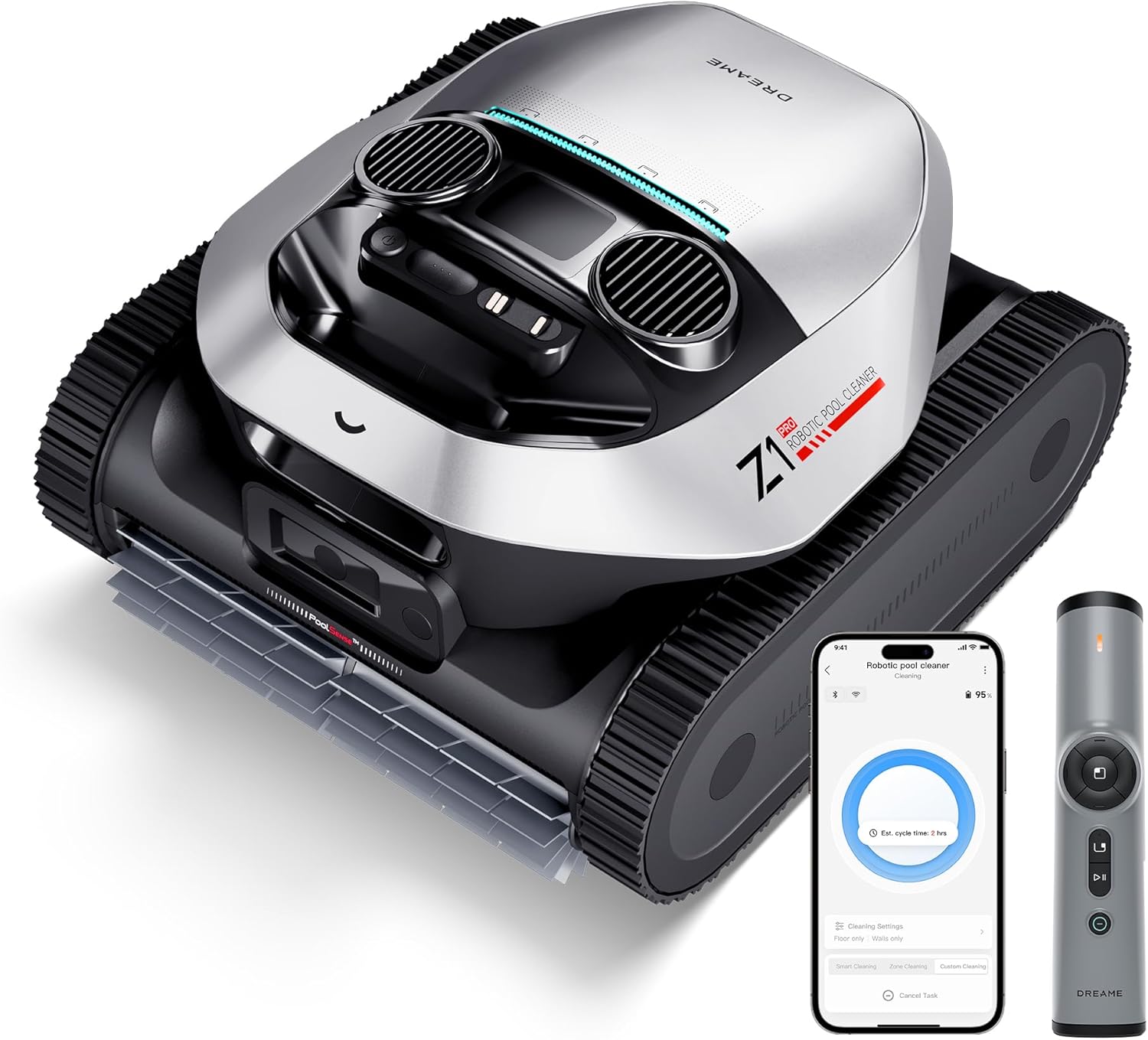 DREAME Z1 Pro Cordless Robotic Pool Cleaner, LiFi Remote Control, 8000 GPH Suction, Waterline Horizontal Cleaning, Auto-Retrieval, Automatic Pool Vacuum for Above & In-Ground Pools, Upgraded Version