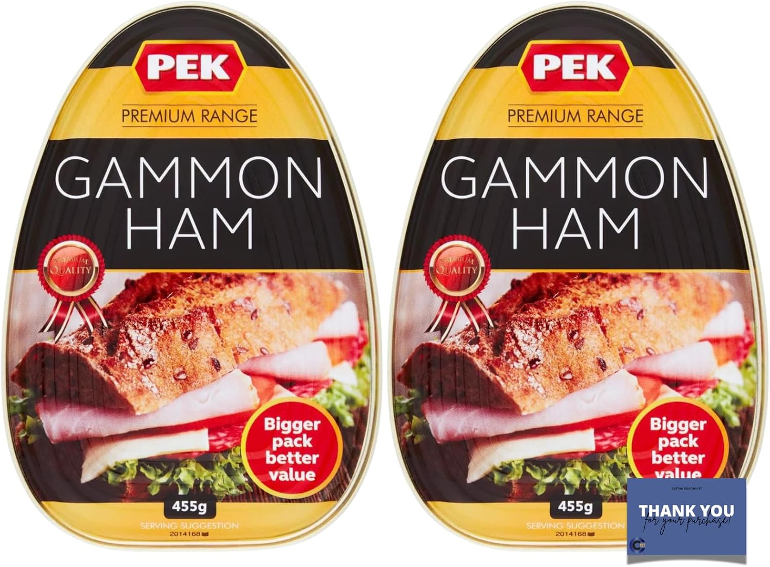 PEK Premium Range Gammon Ham 455g (2 Packs) - Deliciously Tender, Ready to Eat Ham for Sandwiches & Meals