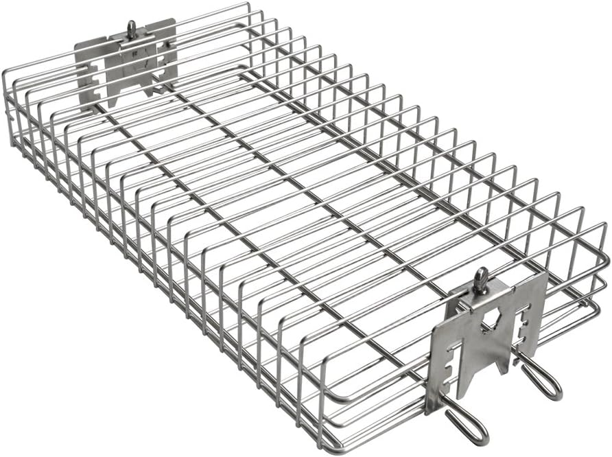 onlyfire 6042 BBQ Stainless Steel Flat Spit Rotisserie Grill Basket for Any Grill, Fits 1/2" Hexagon, 3/8" Hexagon, 3/8" Square&5/16" Square Rotisserie Spit Rods