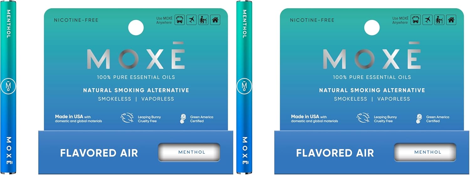 MOXE Natural Menthol Air Inhaler | Non Electric Long-Lasting Flavored Air Refreshing Support | Oral Fixation Menthol Essential Oils, Craving Relief (Pack of 2)