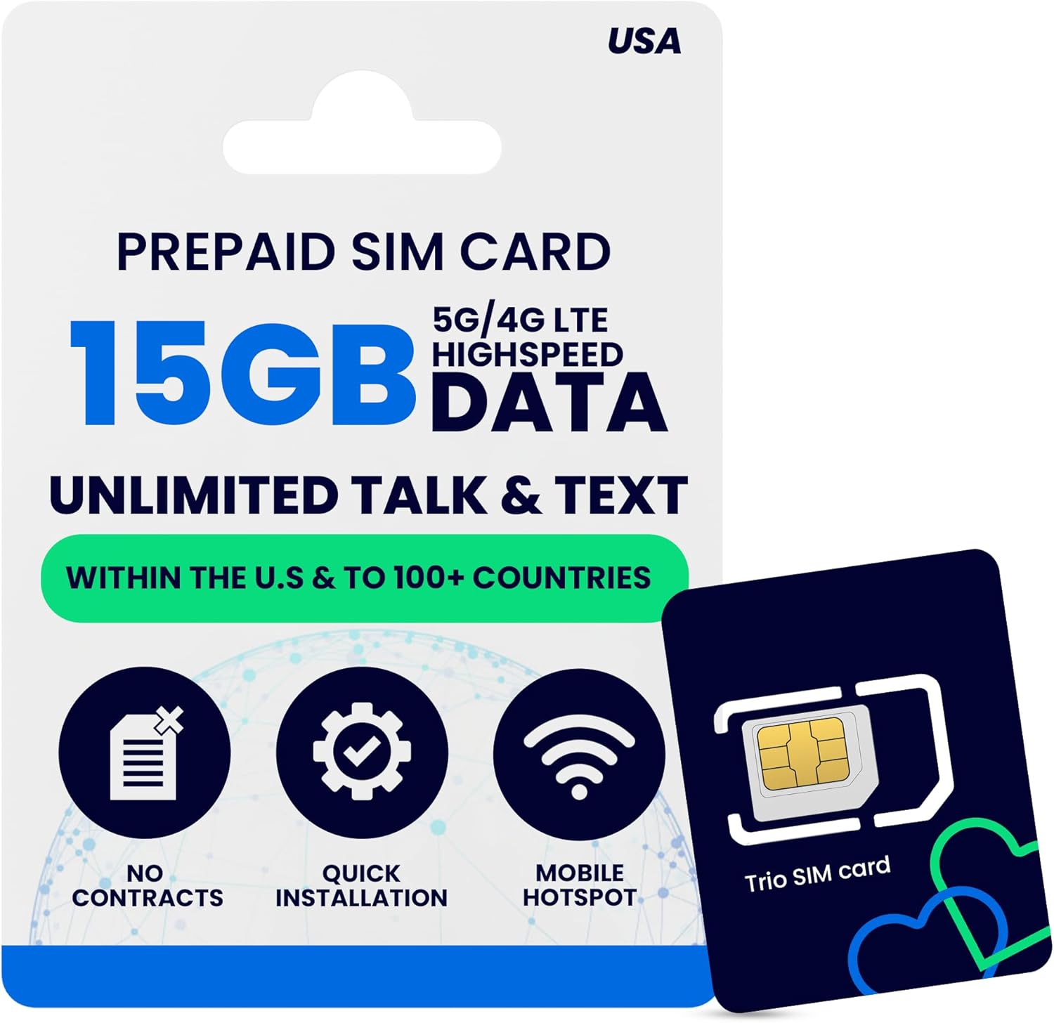 Lycamobile 30 Day USA Prepaid SIM Card with 15GB High Speed 4G LTE/5G Data with Hotspot, International Talk & Text to 100+ Countries, Quick Activation, Triple-Cut US Mobile SIM Card for Cell Phones