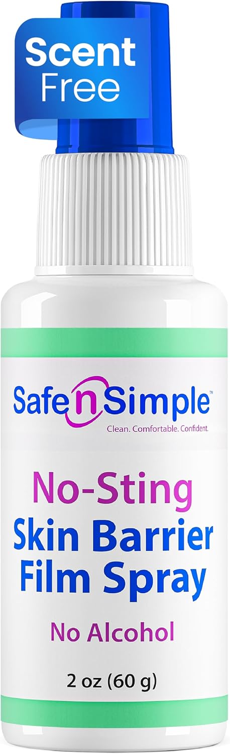 Safe n' Simple Skin Barrier Spray No-Sting - 2oz Bottle - Alcohol-Free Skin Prep Spray, Odor-Free Barrier Film for Ostomy Care, Stoma Skin Protection, Adhesive Prep for Medical Tapes and Dressings