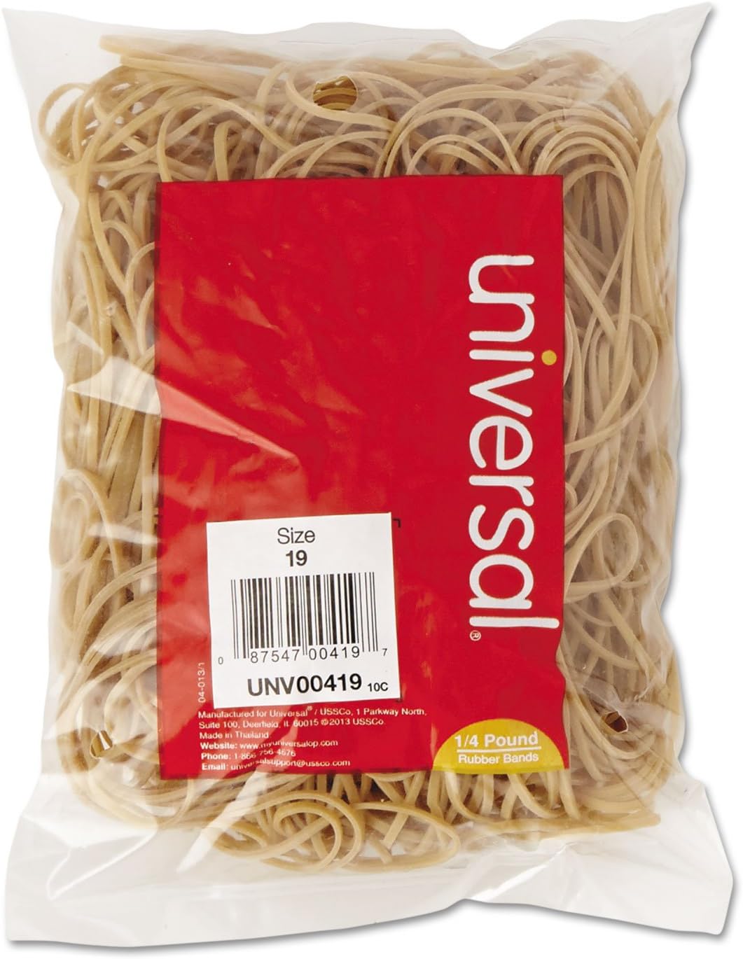 Universal 00419 Rubber Bands, Size 19, 3-1/2 x 1/16, 310 Bands/1/4lb Pack