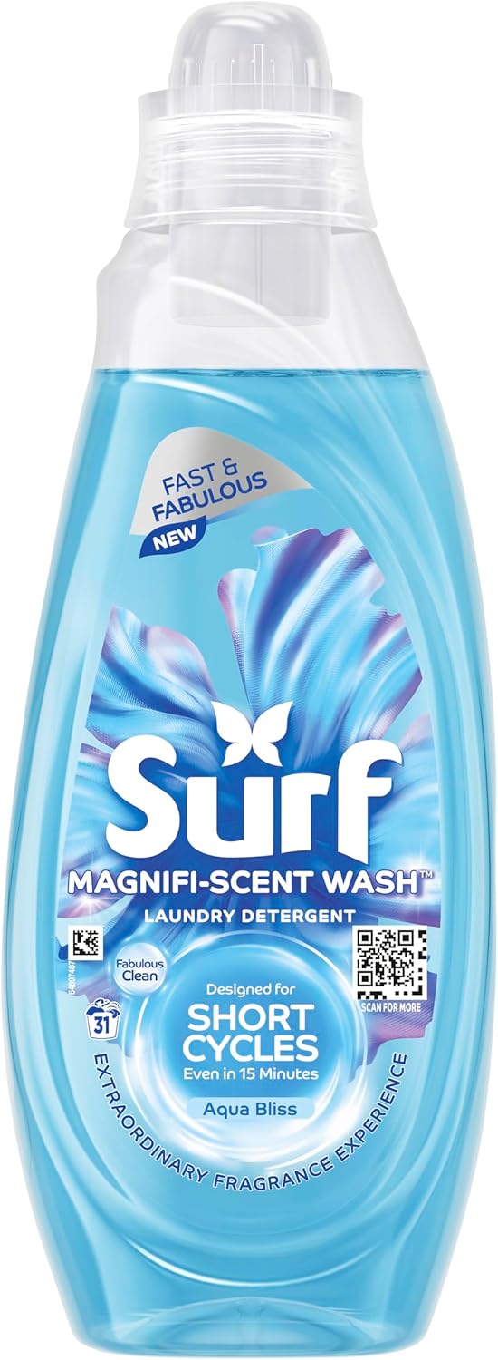 Surf Magnifi-Scent Wash Aqua Bliss Laundry Liquid For Short Cycles Fast and Fabulous Fragrance 837 ml (31 Washes)