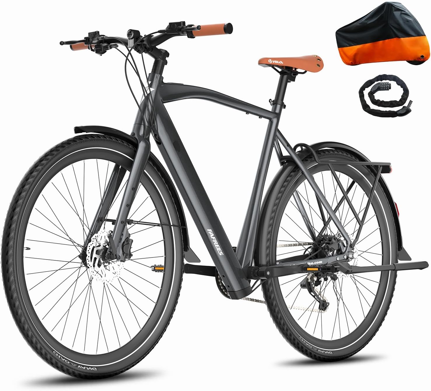 Fafrees F700M Electric Bicycle, 250W Electric Road Bike, 36V 10Ah Removable Battery, 700C*42C Wheels, Hydraulic Disc Brakes, 9-Speed E-Bike for Unisex Adult, Range 100KM